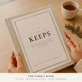 For Keeps: The Family Book, the binder held in two hands