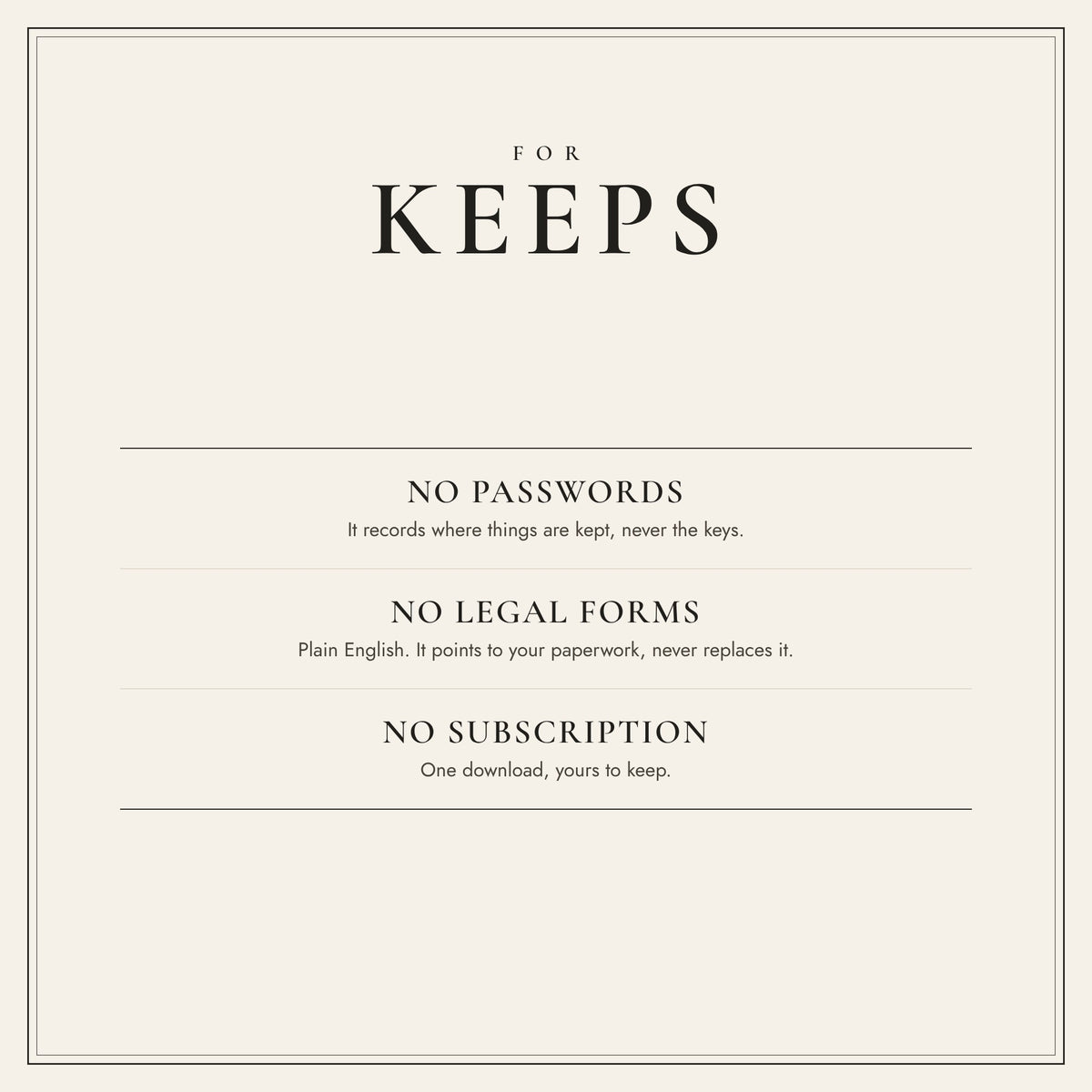For Keeps: The Family Book (Printable)